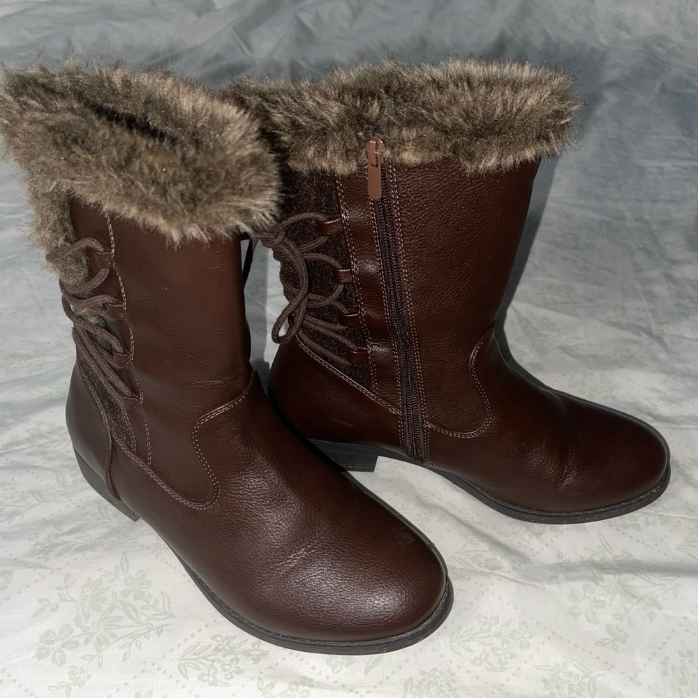 Torrid Brown Faux Fur Boots Sz 8.5W